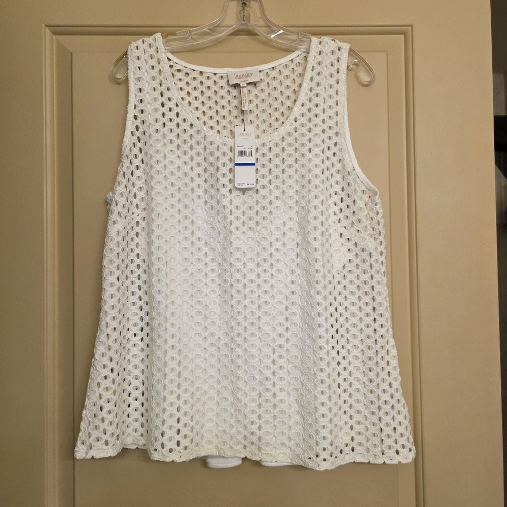 NWT XL Laundry By Shelli Segal Womens Sleeveless Lace Top Wt Camisole
